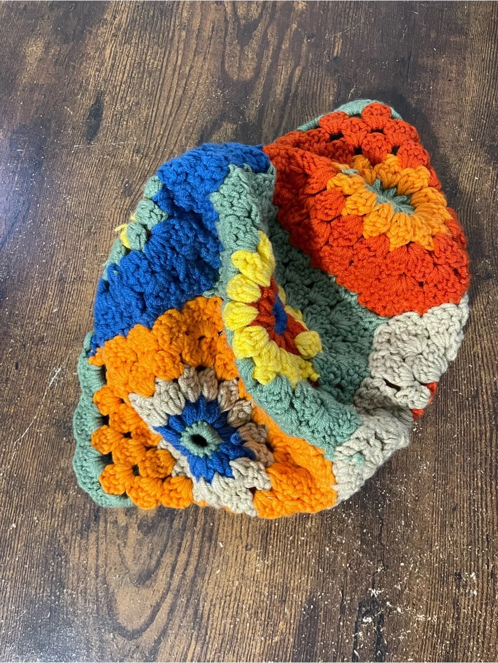 Handmade women Crochet Sunflower Beanie - Multicolor